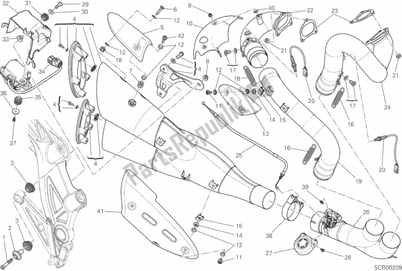 Todas as partes de Sistema De Exaustão do Ducati Diavel FL Brasil 1200 2015